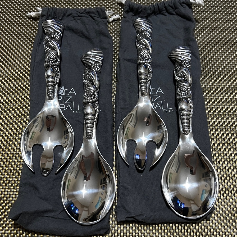 Beatriz Ball OCEAN Salad Servers NWT 1 set have 2 for sale
